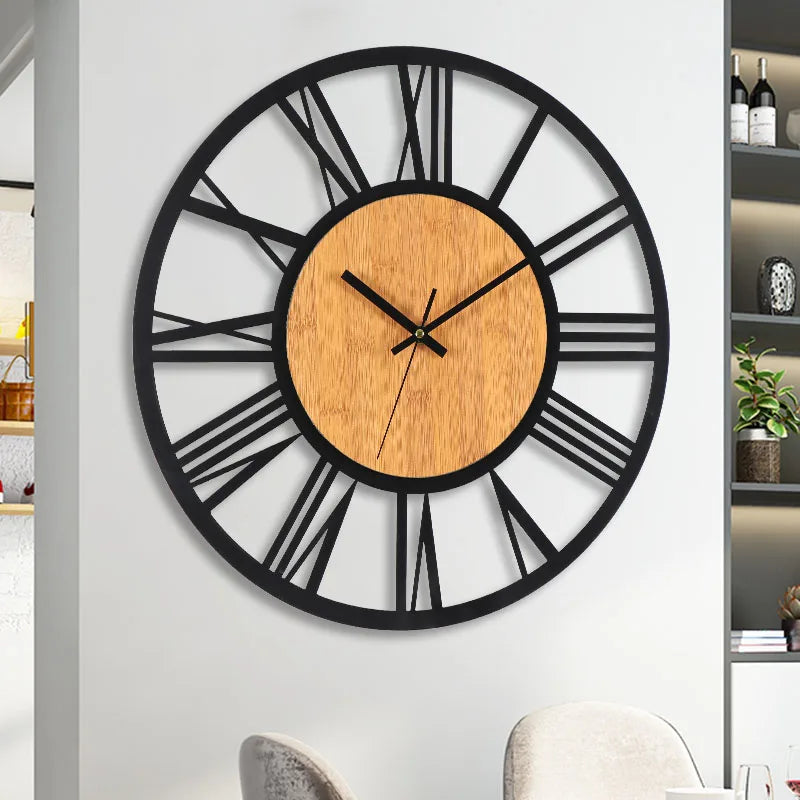 Horloge Murale 3D Grand Format – Chiffres Romains Nordiques