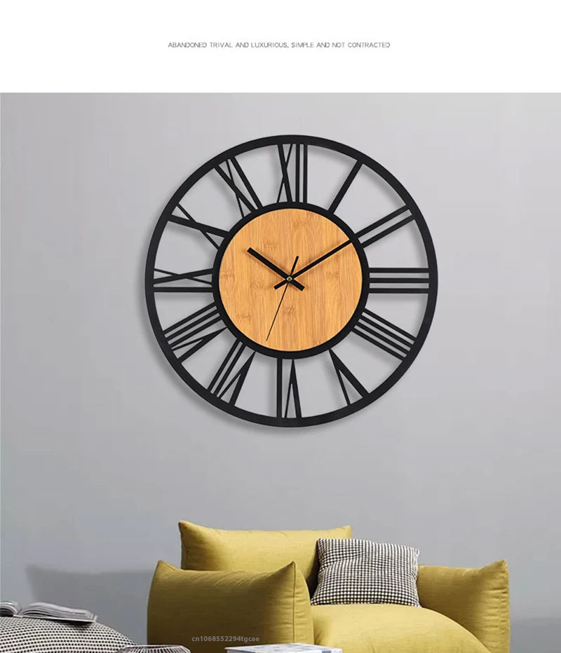 Horloge Murale 3D Grand Format – Chiffres Romains Nordiques