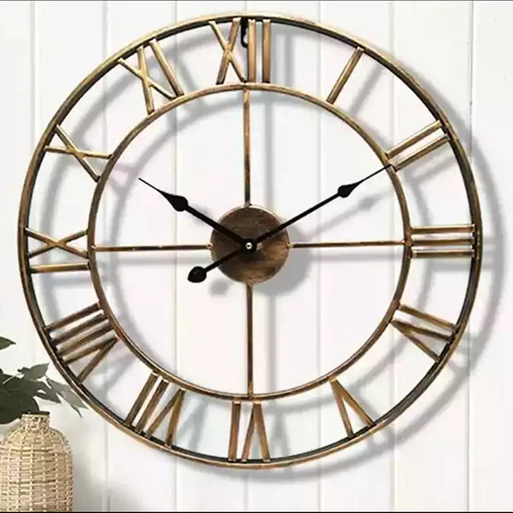 Horloge Murale Métal Style Européen – Design Antique et Silencieux