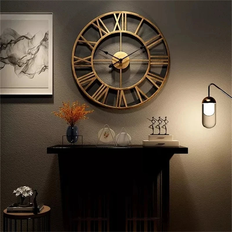 Horloge Murale Métal Style Européen – Design Antique et Silencieux