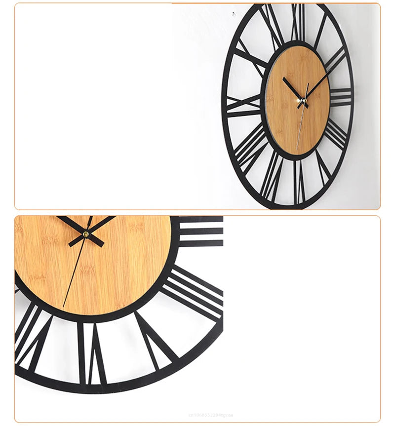 Horloge Murale 3D Grand Format – Chiffres Romains Nordiques