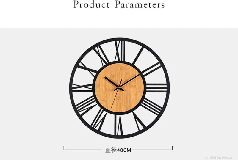 Horloge Murale 3D Grand Format – Chiffres Romains Nordiques