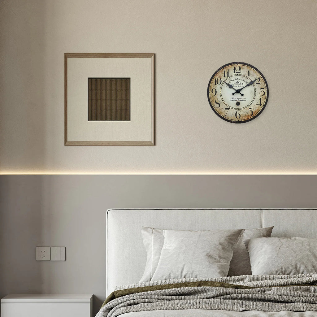 Horloge Murale en Bois Rétro – Motif “Antoine DE PRAITEON à Paris 1801”