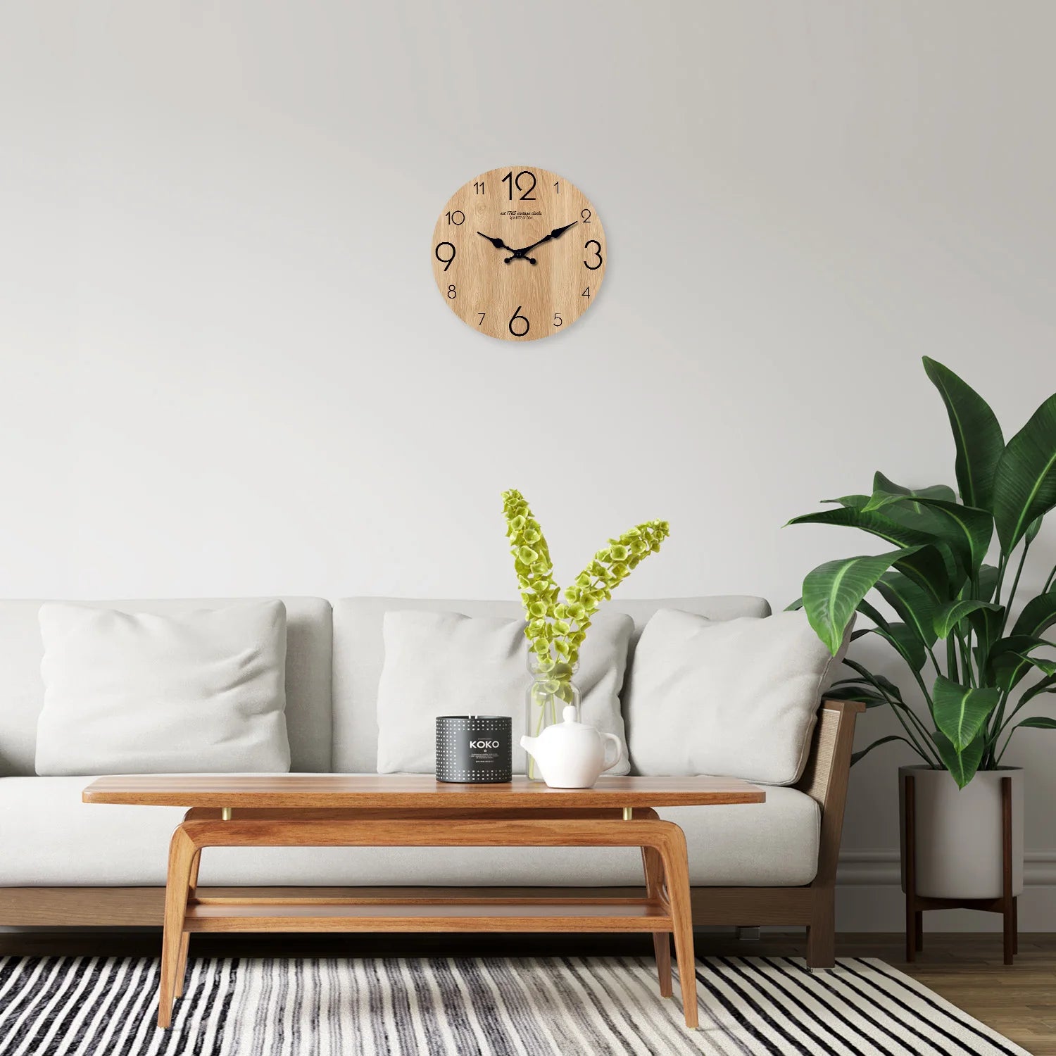 Horloge Murale en Bois Imitation Moderne – Motif Grain de Bois, Silencieuse Quartz