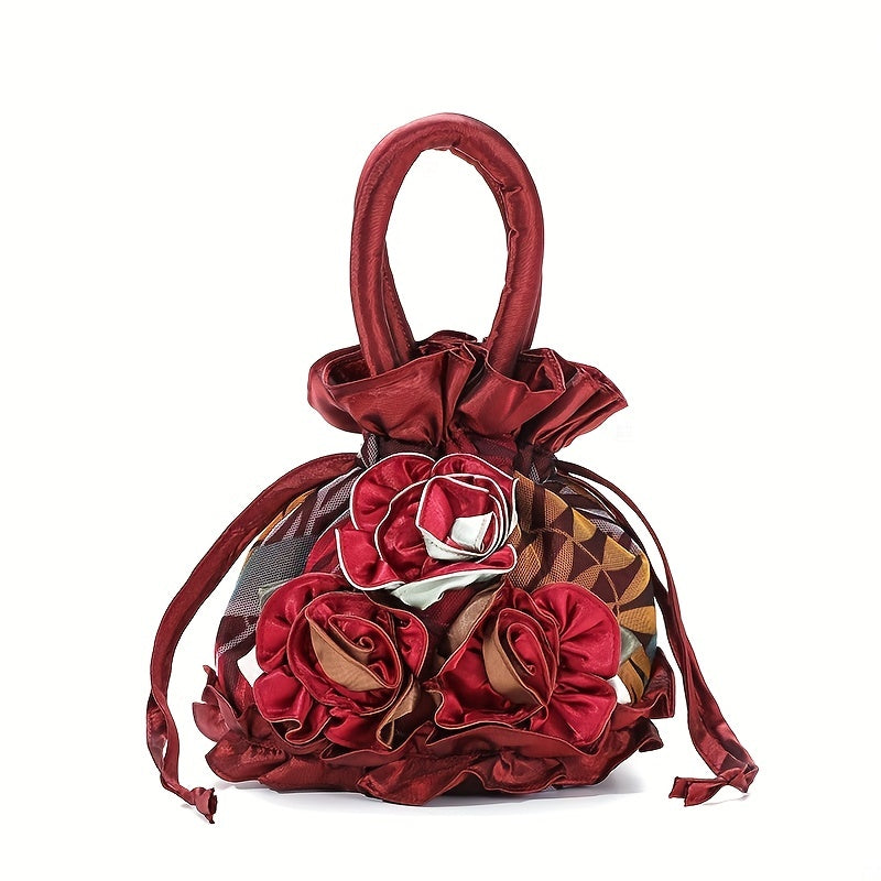Sac à Main Floral à Cordon – Petit Sac Seau Tendance