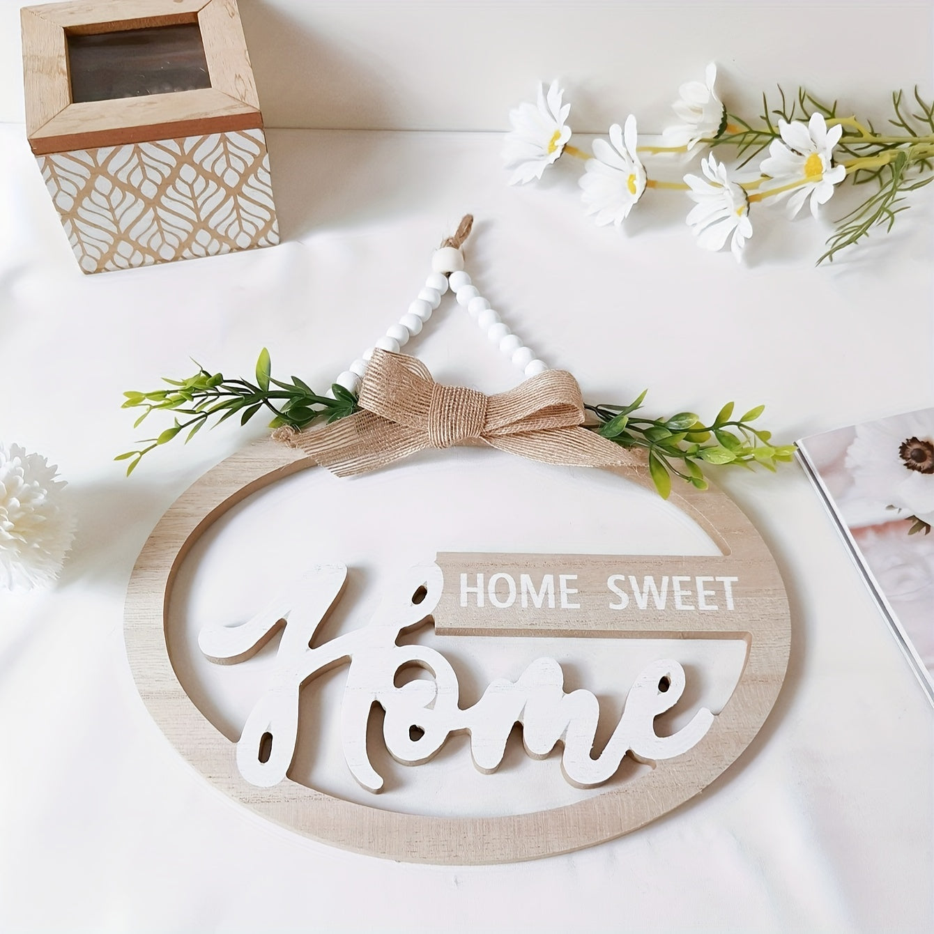 Panneau Décoratif  – Décoration Murale en Bois avec Fleurs