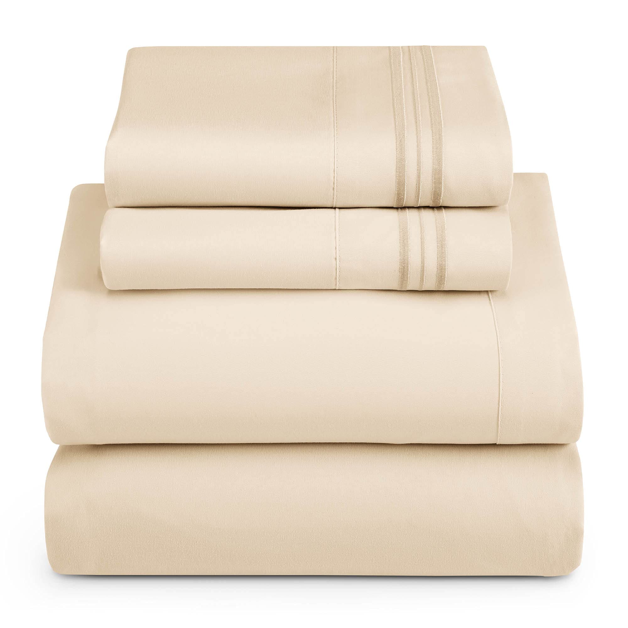 Parure de Lit Microfibre Beige - 4 Pièces