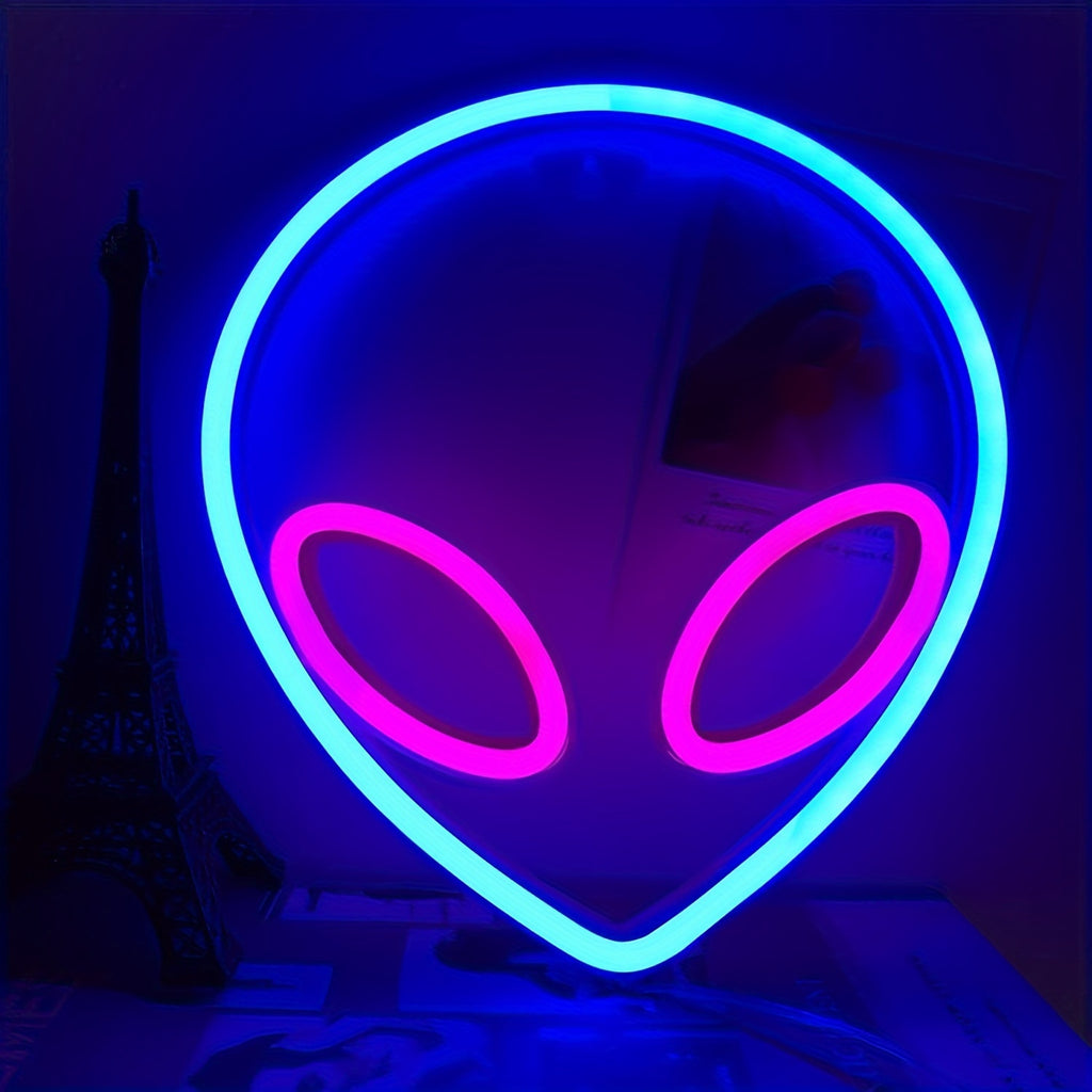 Set de 3 Panneau Néon LED - Thème Espace (Alien, Planète, Fusée)