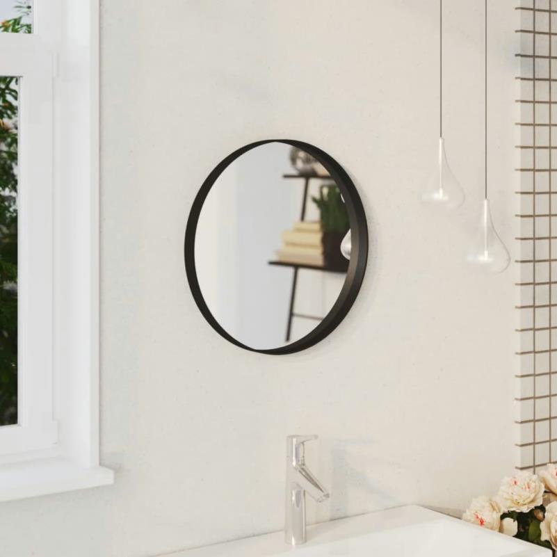 Miroir Rond Noir Moderne 40 cm