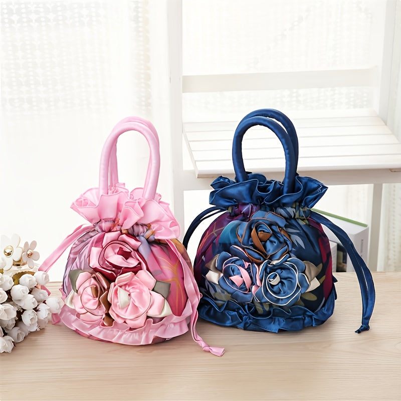 Sac à Main Floral à Cordon – Petit Sac Seau Tendance