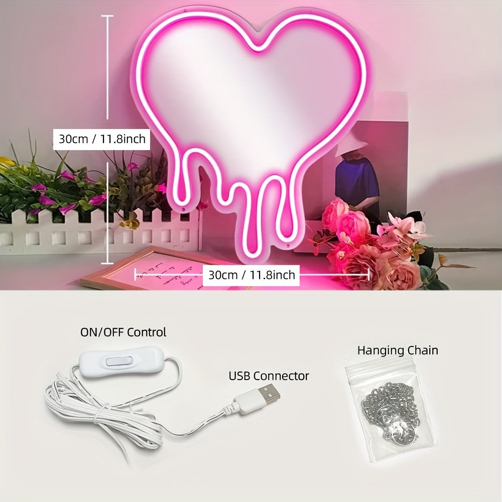 Miroir Néon LED - Design Coeur