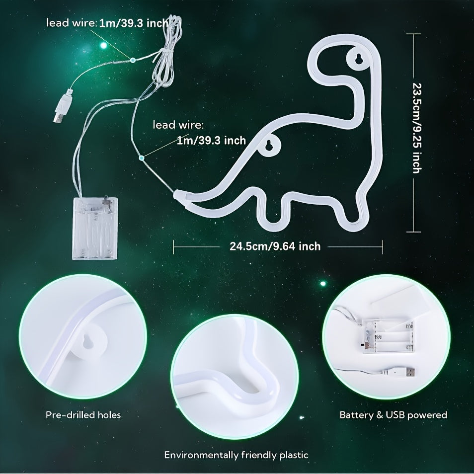 Panneau Néon LED - Design Dinosaure