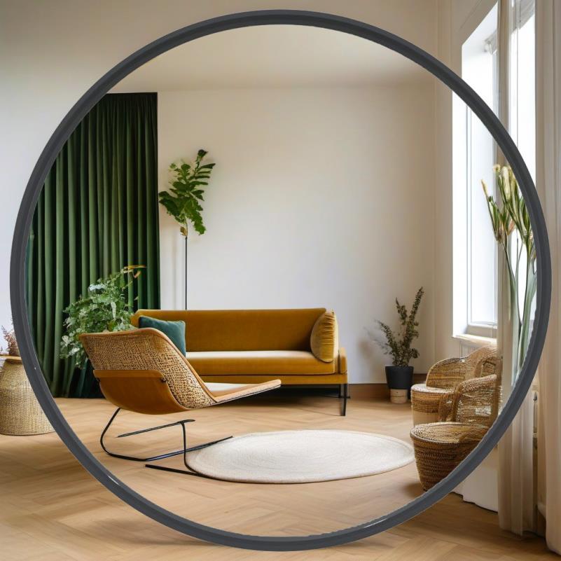 Miroir Rond Noir Moderne 40 cm