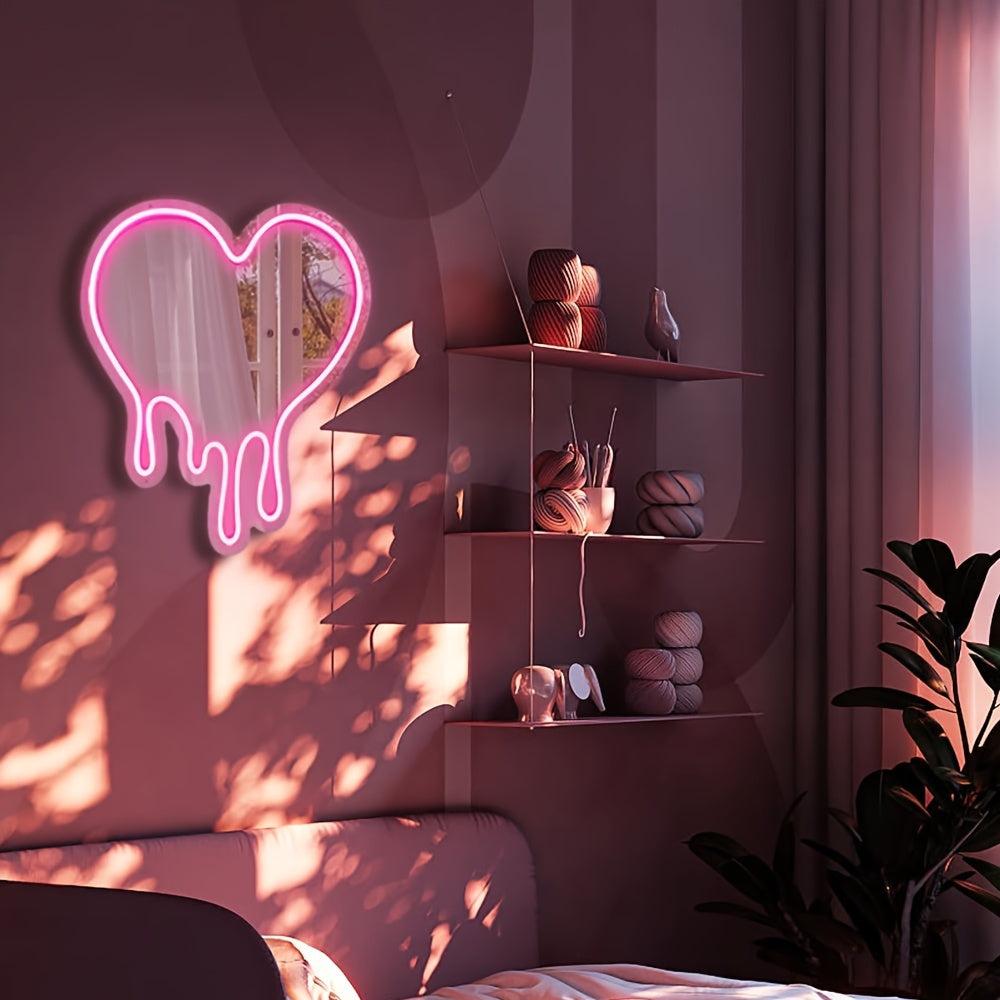 Miroir Néon LED - Design Coeur