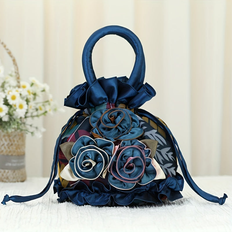 Sac à Main Floral à Cordon – Petit Sac Seau Tendance