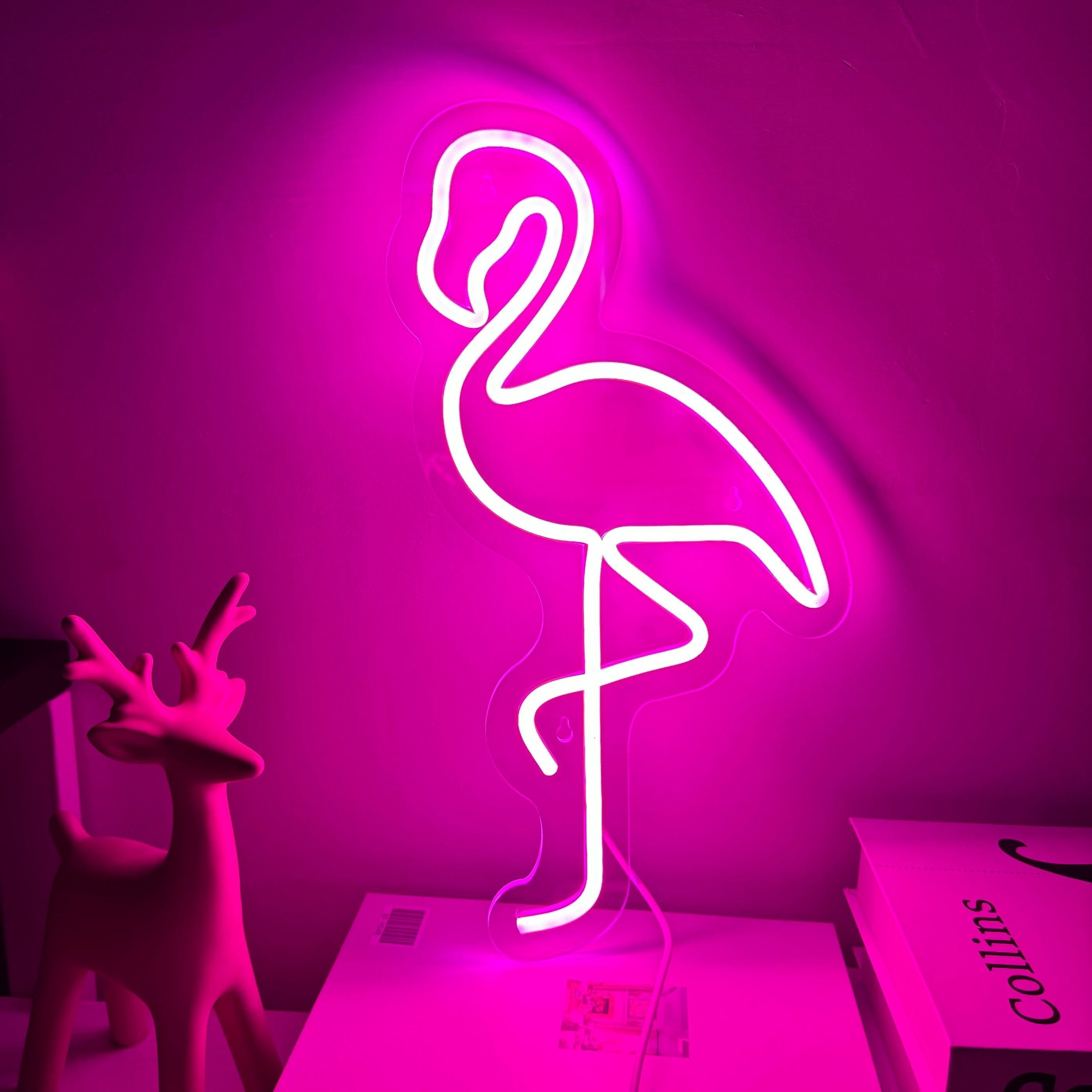 Panneau Néon LED - Design Flamant Rose