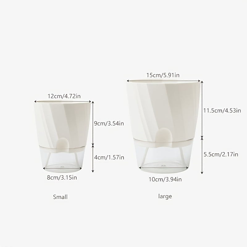 Pot de Fleurs Auto-Arrosant Transparent à Double Paroi