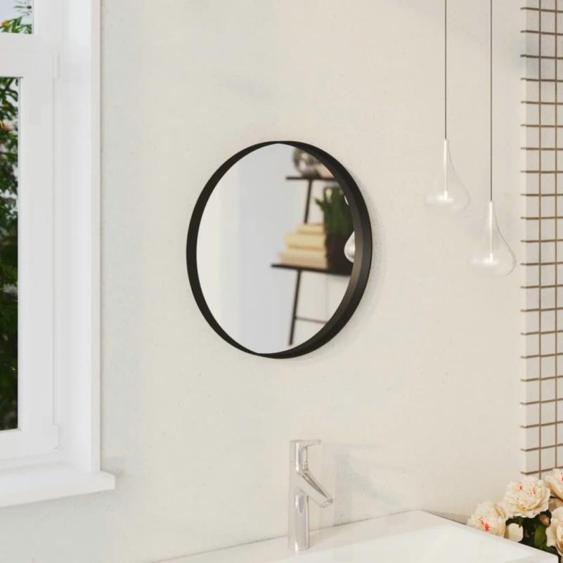 Miroir Rond Noir Moderne 40 cm