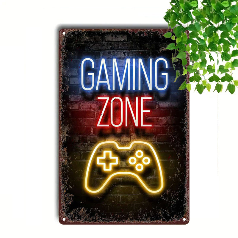 Panneau Néon LED Métal - Design "Gaming Zone"