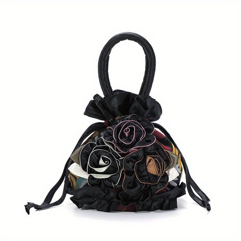 Sac à Main Floral à Cordon – Petit Sac Seau Tendance