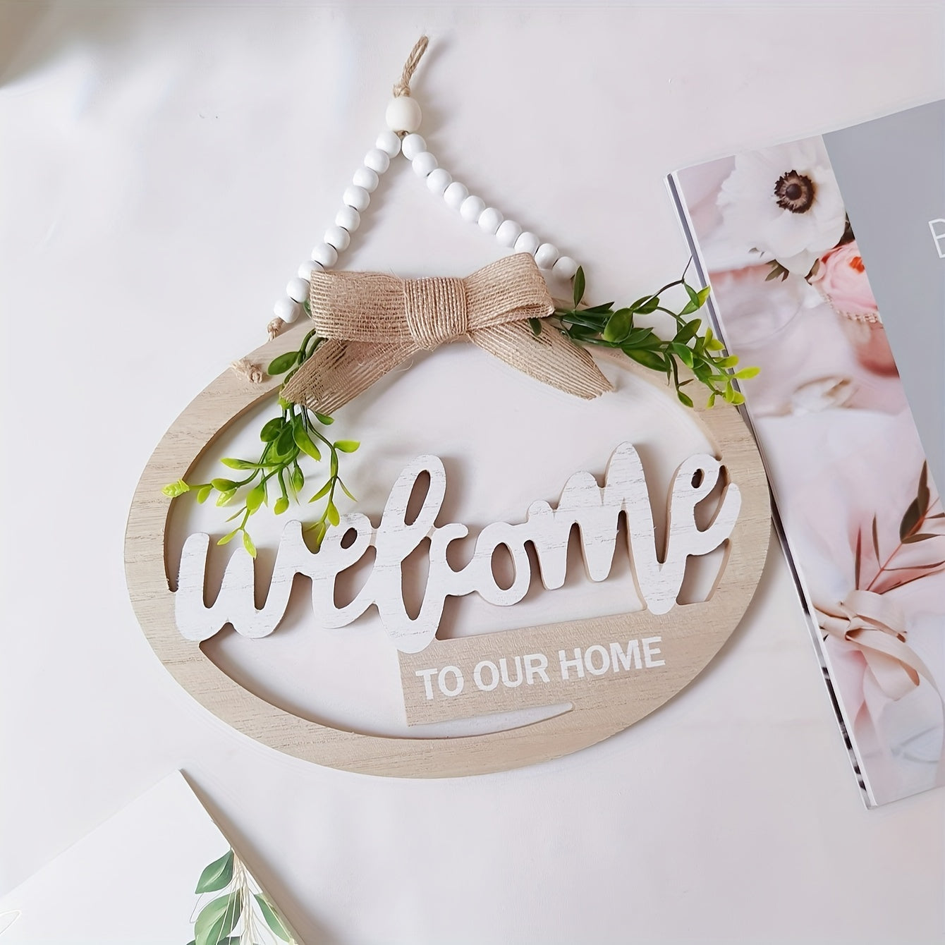 Panneau Décoratif  – Décoration Murale en Bois avec Fleurs