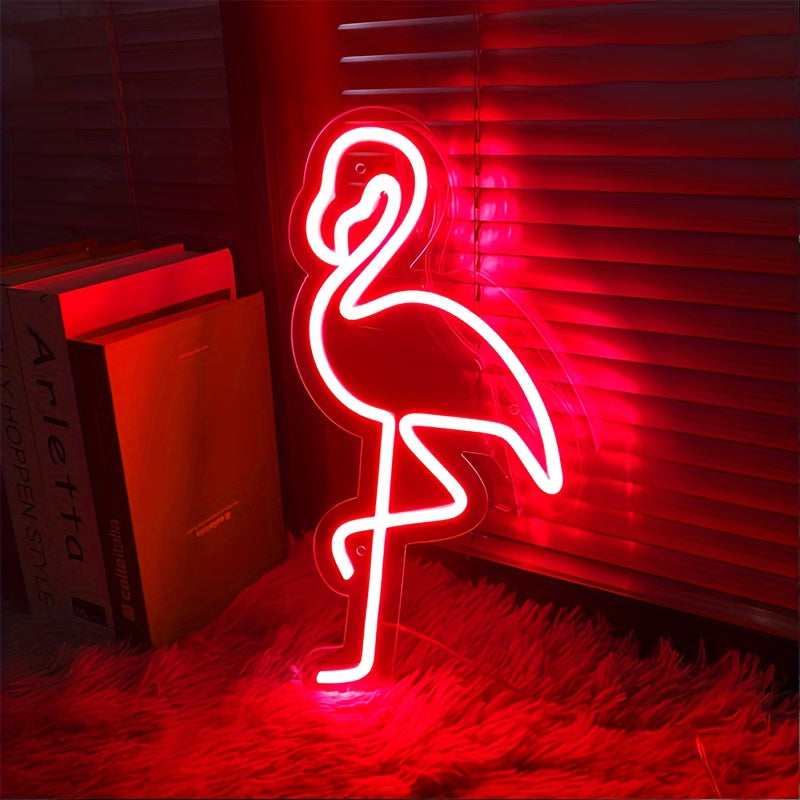 Panneau Néon LED - Design Flamant Rose