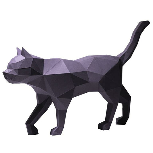 Sculpture 3D Chat Noir - Décoration DIY en Papercraft