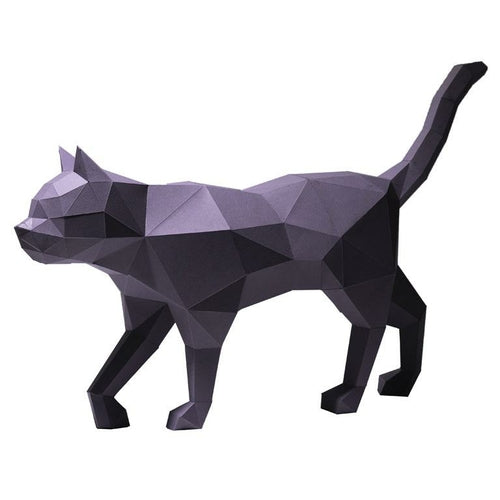 Sculpture 3D Chat Noir - Décoration DIY en Papercraft